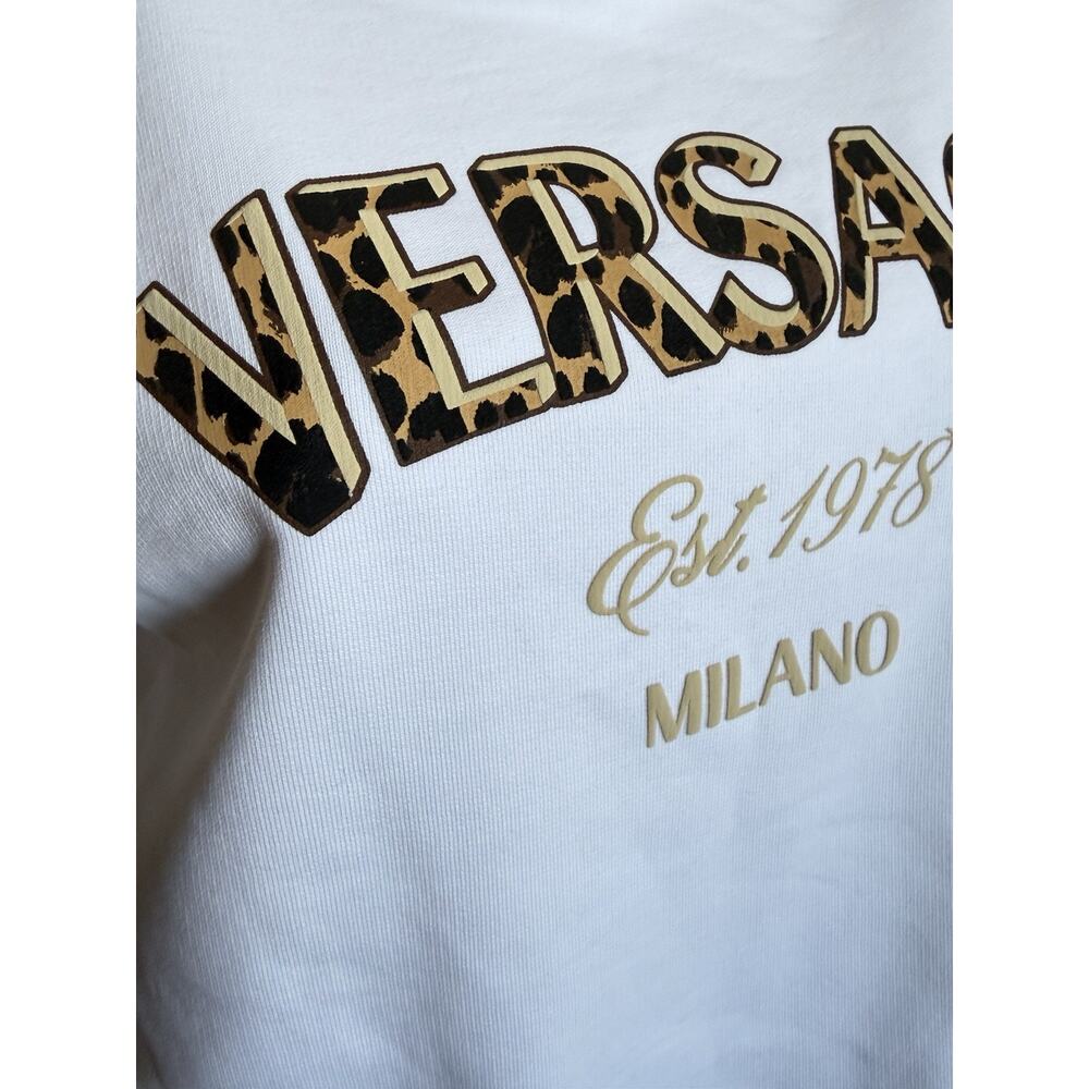 Versace Logo White Cotton Crop Sweatshirt 4 US (40 Euro) 1019251 NWT - Picture 6 of 15
